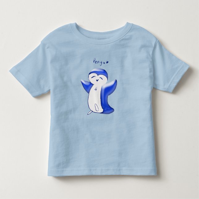 Pengu Happy Penguin (Bleu) Tshirt pour tout-petit (Devant)