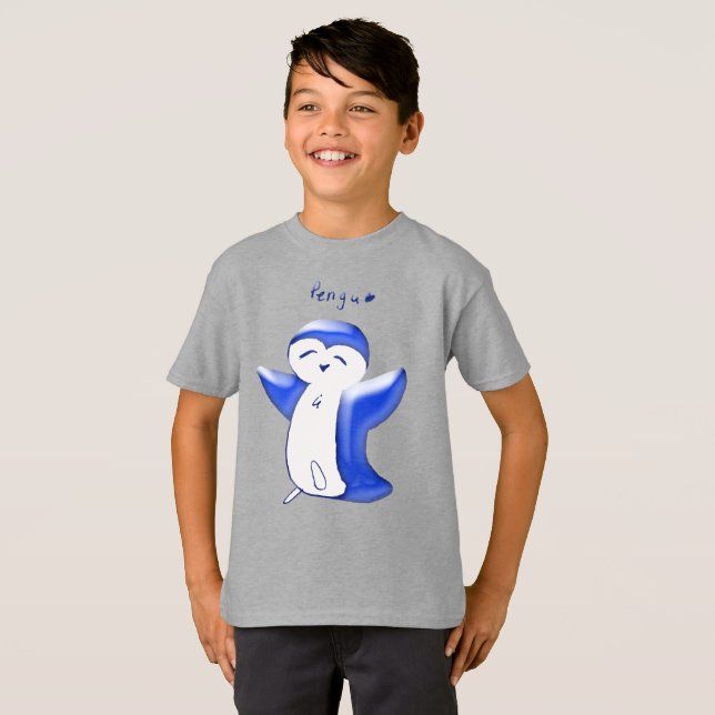Pengu Happy Penguin(Blue) T-shirt enfant (Devant entier)