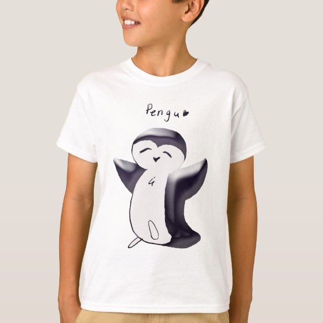 Pengu Happy Pinguin (Schwarz) Kinder T - Shirt (Vorderseite)