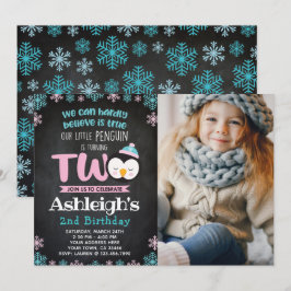 Penguin 2. Geburtstag Einladung mit Foto