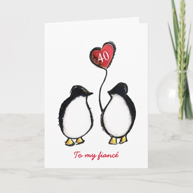 Penguin 40e anniversaire ou toute carte de fiancé  (Devant)