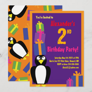 Penguin Animal Kid's Birthday Party Einladungen
