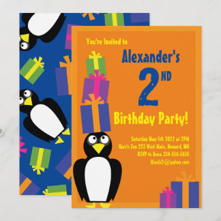 Penguin Animal Kid's Birthday Party Einladungen