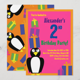 Penguin Animal Kid's Birthday Party Einladungen