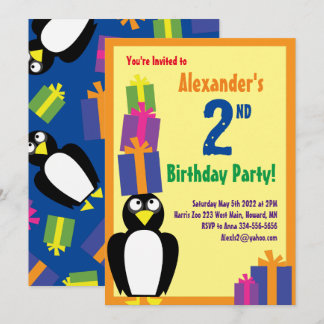 Penguin Animal Kid's Birthday Party Einladungen