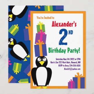 Penguin Animal Kid's Birthday Party Einladungen