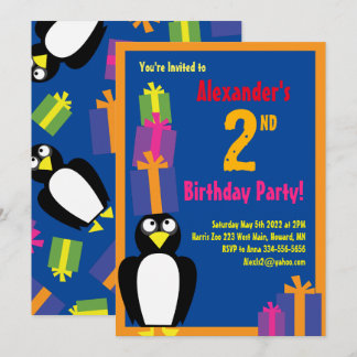 Penguin Animal Kid's Birthday Party Einladungen