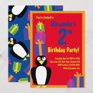 Penguin Animal Kid's Birthday Party Einladungen
