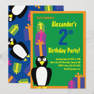 Penguin Animal Kid's Birthday Party Einladungen