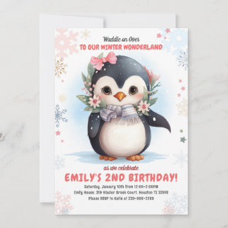 Penguin Anniversaire Invitation Fille Penguin Anni