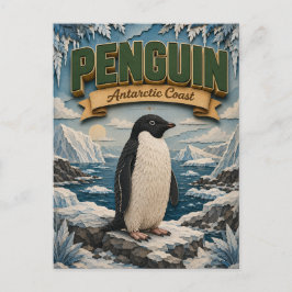 Penguin Antarctic Coast POPCUT Postkarte