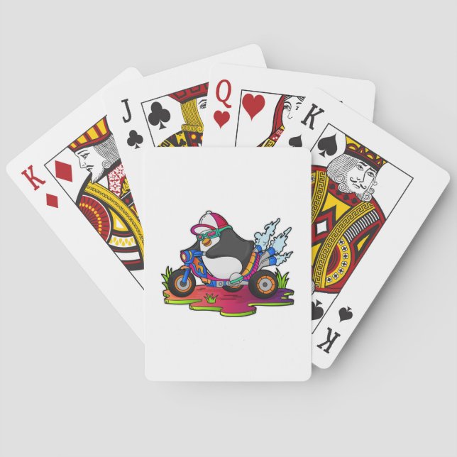 Penguin as Biker with Motorcycle Spielkarten (Rückseite)