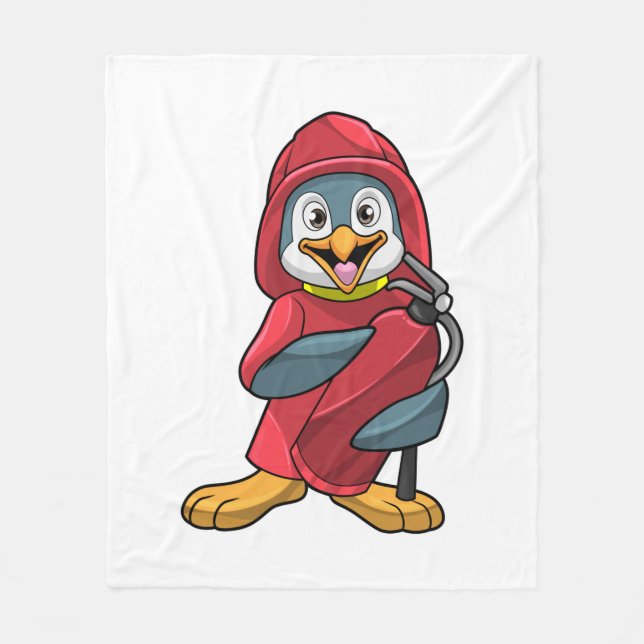 Penguin as Firefighter with Extinguisher Fleecedecke (Vorderseite)