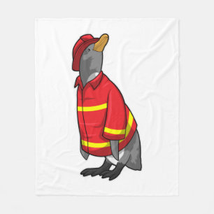 Penguin as Firefighter with Helmet Fleecedecke