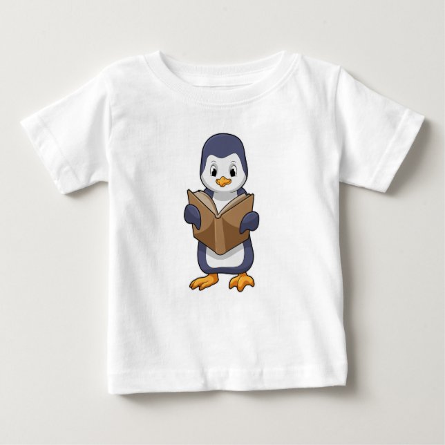 Penguin as Nerd with Book Baby T-shirt (Vorderseite)