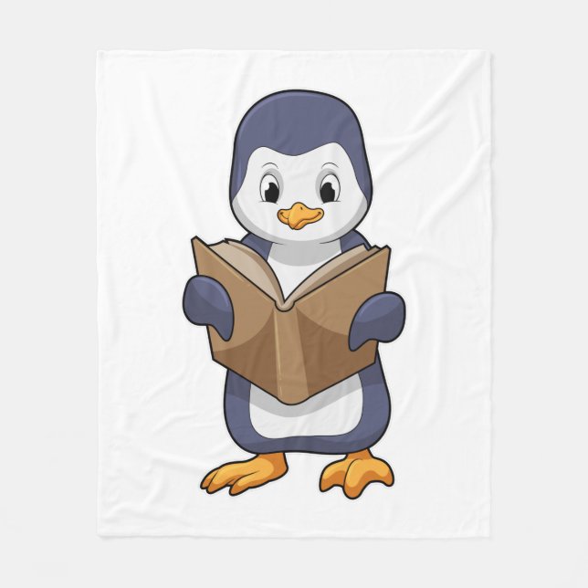Penguin as Nerd with Book Fleecedecke (Vorderseite)