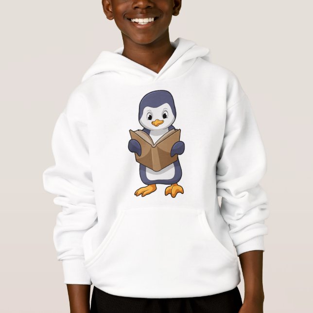 Penguin as Nerd with Book Hoodie (Vorderseite)