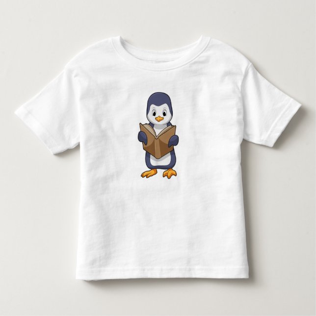 Penguin as Nerd with Book Kleinkind T-shirt (Vorderseite)