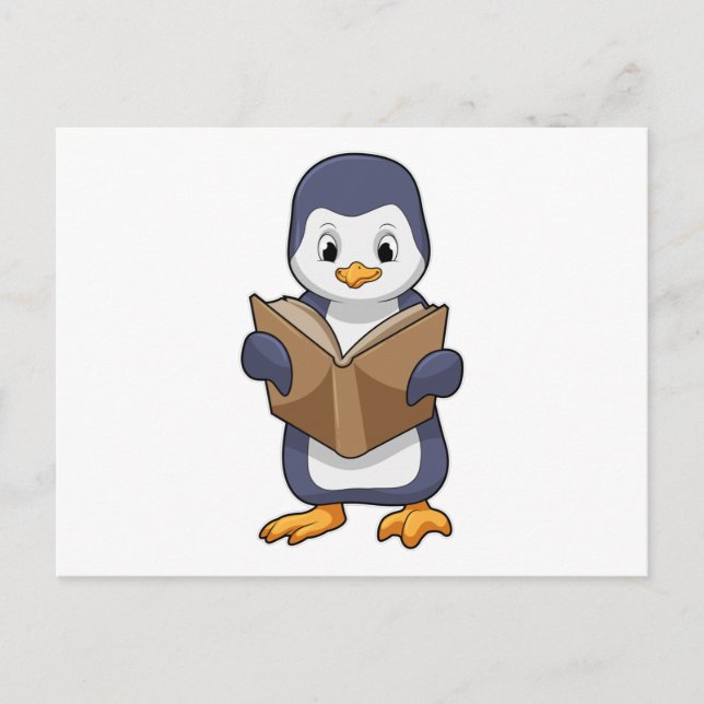 Penguin as Nerd with Book Postkarte (Vorderseite)