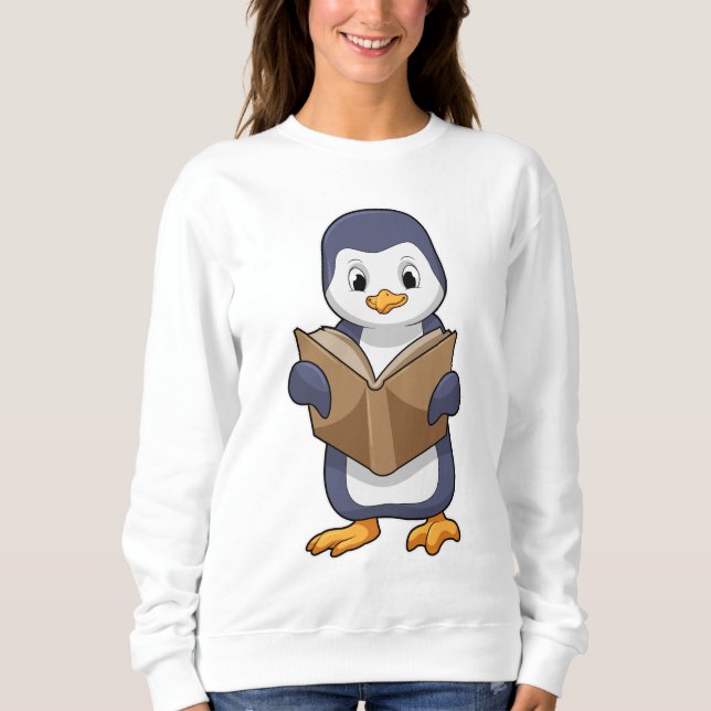 Penguin as Nerd with Book Sweatshirt (Vorderseite)