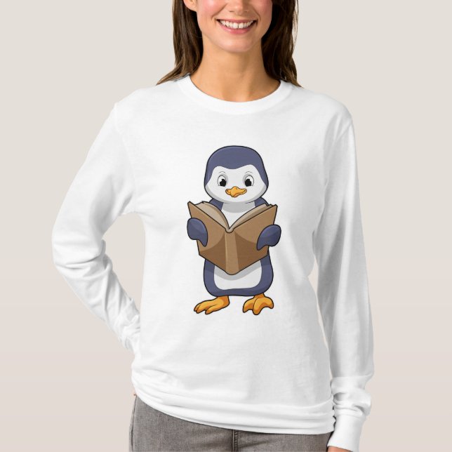 Penguin as Nerd with Book T-Shirt (Vorderseite)
