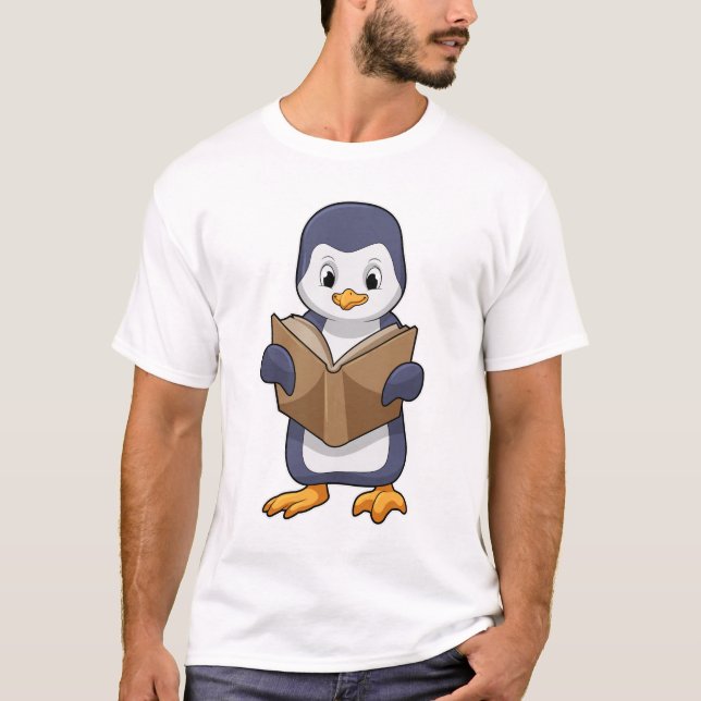 Penguin as Nerd with Book T-Shirt (Vorderseite)