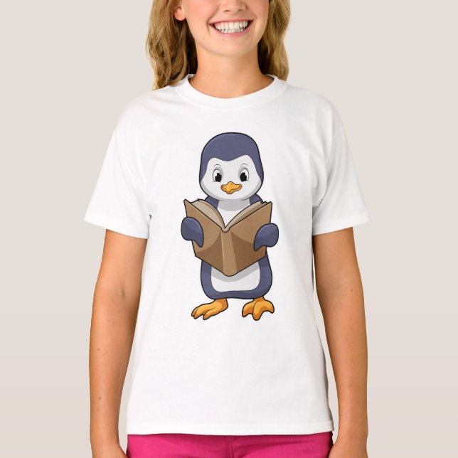 Penguin as Nerd with Book T-Shirt (Vorderseite)
