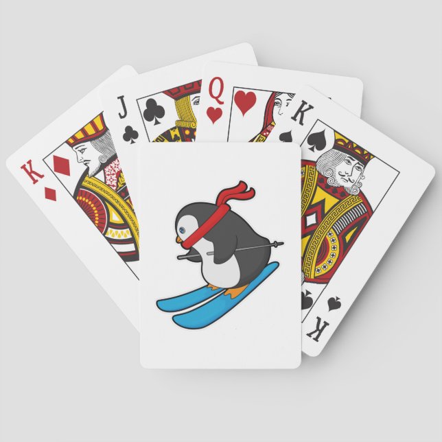 Penguin as Skier with Ski Spielkarten (Rückseite)