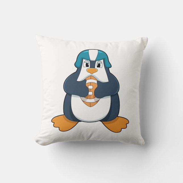 Penguin at Football Sports Kissen (Vorderseite)