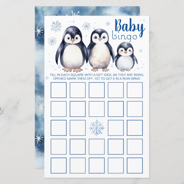 Penguin Baby Bingo Game - Winterthema (Vorne/Hinten)