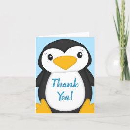 Penguin Baby Dusche Blue Dankeskarte