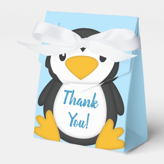 Penguin Baby Dusche Blue Geschenkschachtel (Vorderseite)