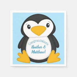 Penguin Baby Dusche Blue Serviette