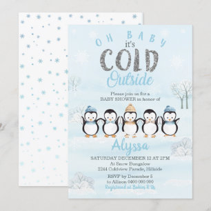 Penguin Babydusche Einladung Winter Baby Dusche