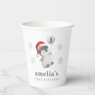 Penguin Balloon 1. Geburtstag Pappbecher