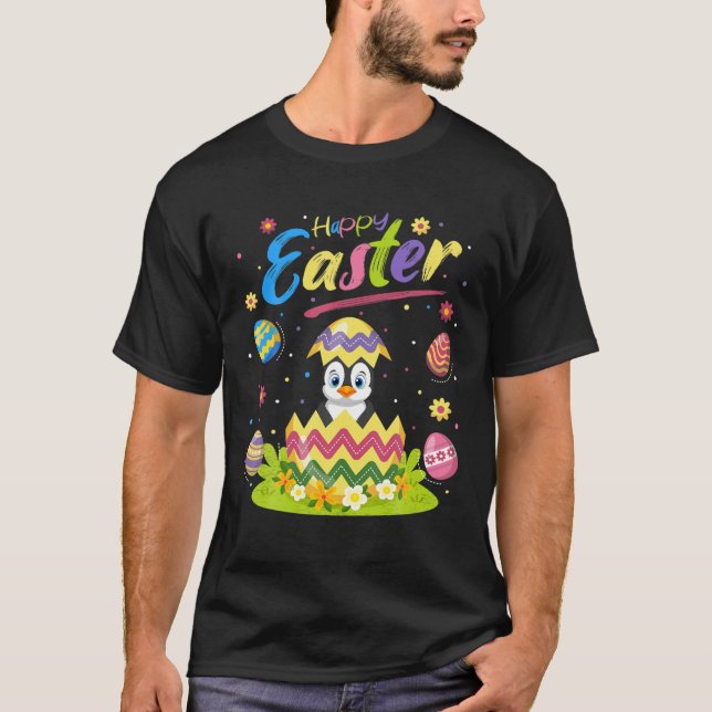 Penguin Bird Lover Funny Easter Egg Penguin Happy T-Shirt (Vorderseite)