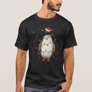 Penguin Bird Xmas Lighting Weihnachtsmannmütze Pin T-Shirt