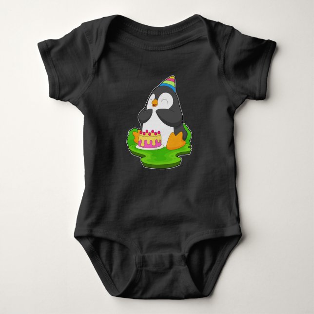 Penguin Birthday Cake Baby Strampler (Vorderseite)