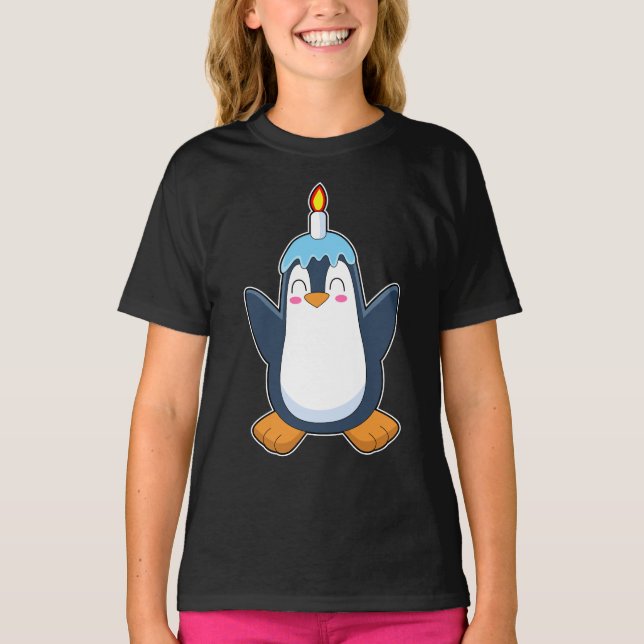 Penguin Birthday Candle T-Shirt (Vorderseite)
