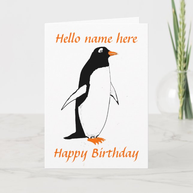 Penguin Birthday Card Name hinzufügen Karte (Vorderseite)