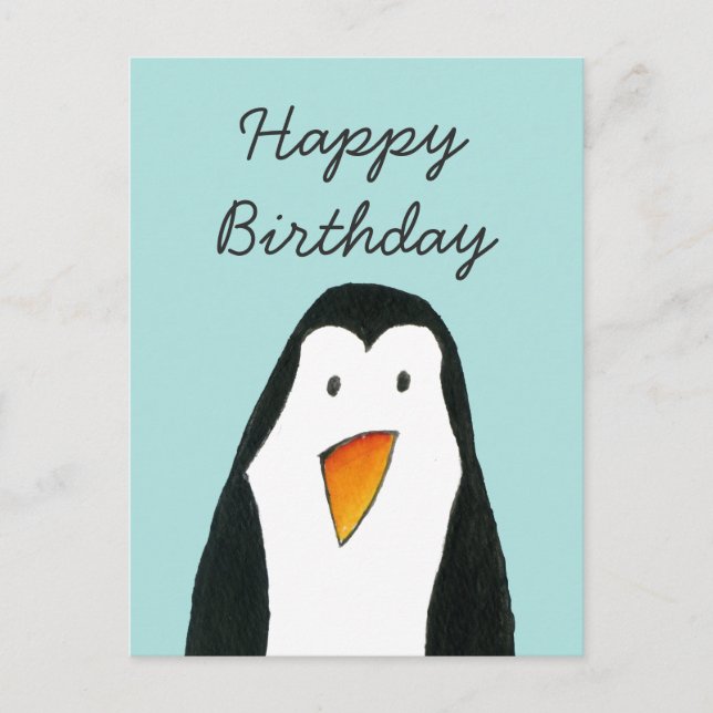 Penguin Birthday Card Postkarte (Vorderseite)