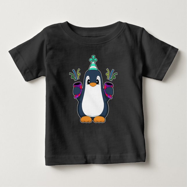 Penguin Birthday Confetti Baby T-shirt (Vorderseite)