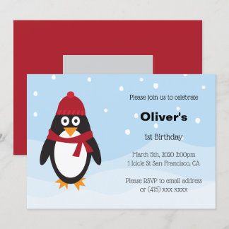 Penguin Birthday Einladung zum Winter Geburtstag