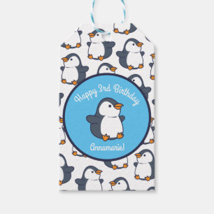 Penguin Birthday Party Geschenkanhänger