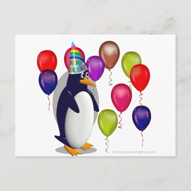 Penguin Birthday Party Postkarte (Vorderseite)
