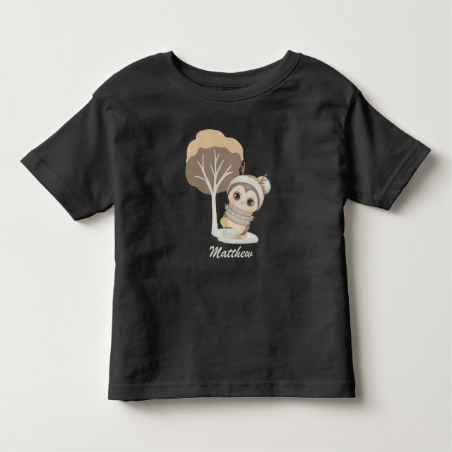 Penguin Boho d'hiver avec le nom Toddler T-shirt (Devant)