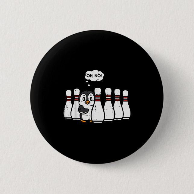 Penguin Bowling Ns Oh No Funny Bowler Player Men W Button (Vorderseite)