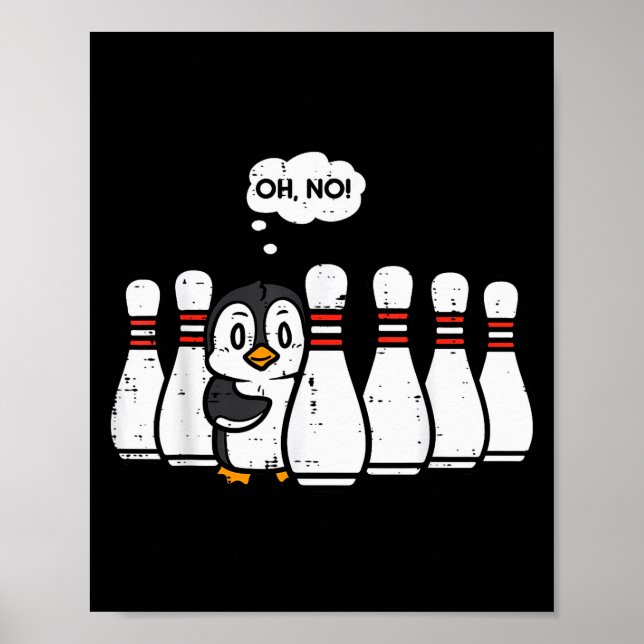 Penguin Bowling Ns Oh No Funny Bowler Player Men W Poster (Vorne)