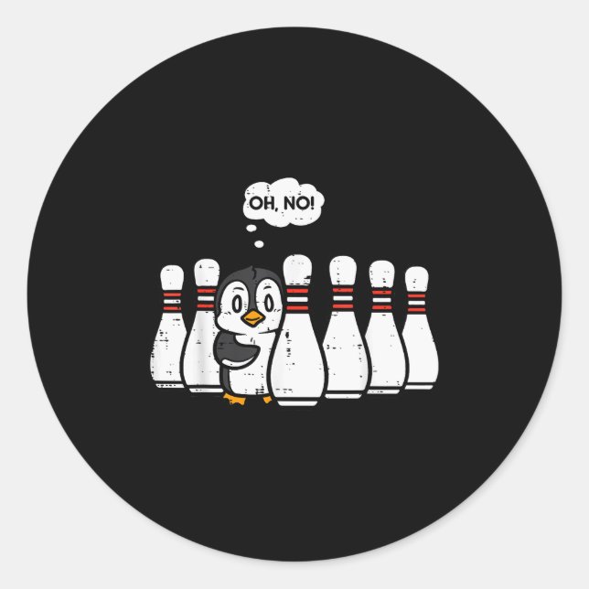Penguin Bowling Ns Oh No Funny Bowler Player Men W Runder Aufkleber (Vorderseite)