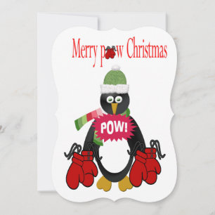 Penguin Boxing Pow Weihnachts-Grußkarte Karte